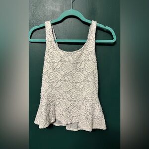 White Lace Peplum Sleeveless Top
